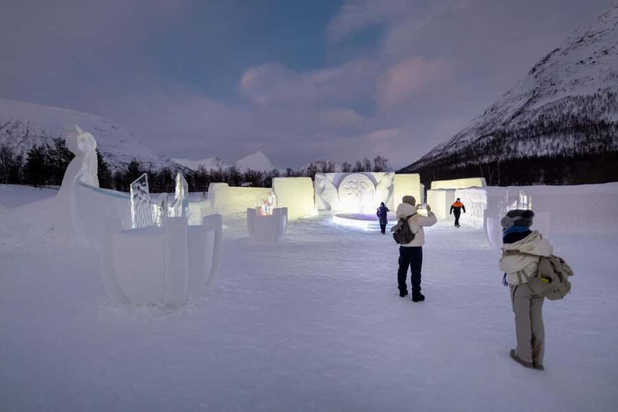 From Tromsø: Ice Domes Snow Park and Wilderness Experience - Learning to make a fire in the snow