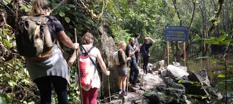 Full day hike - climbing in Jungle of Cat Ba National park - Returning past Cai Beo Fishing Village