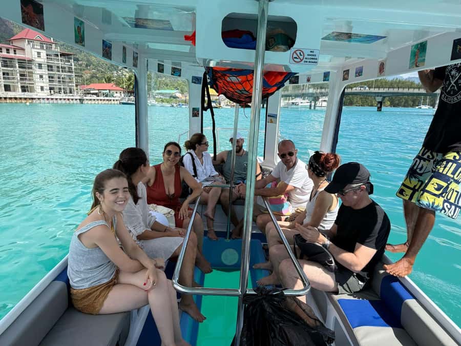 Glassbottom boat & Crystalkayak SteAnneMarinePark Snorkeling - Giant tortoises on the island