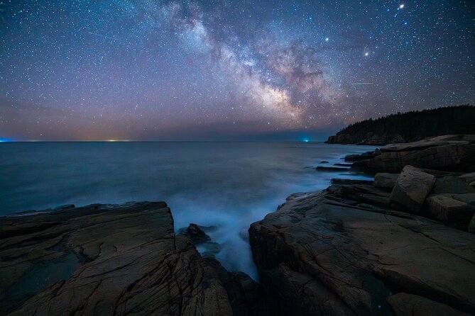 Milky Way Photography Workshop in Acadia National Park - Otter Cliff: dramatic coastal structure after dark