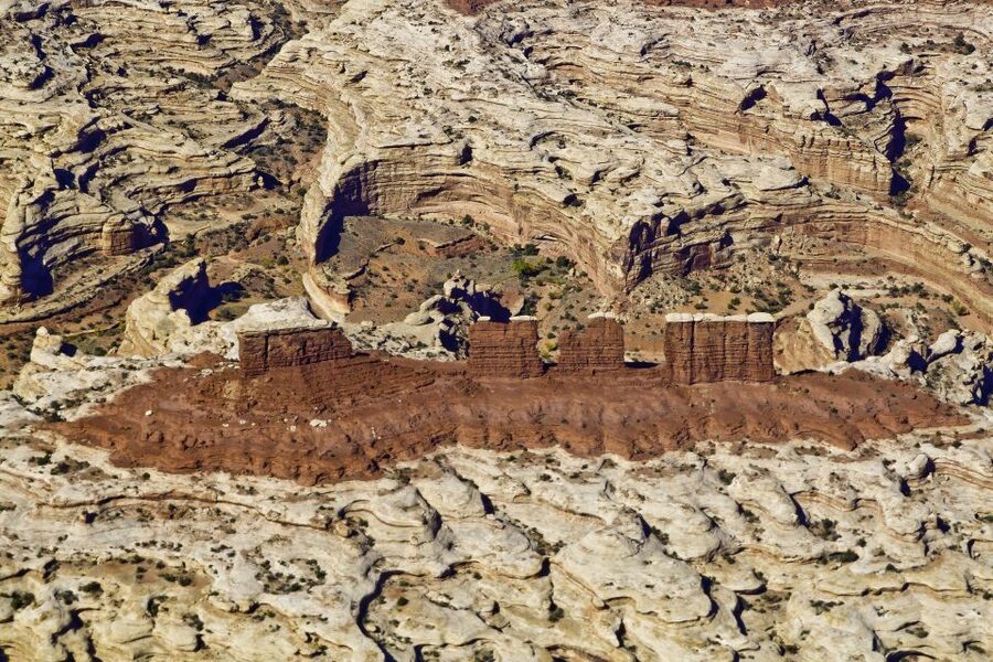 Moab: Canyonlands + Arches National Park Scenic Flight - Arches from above: a quick look at the famous formations